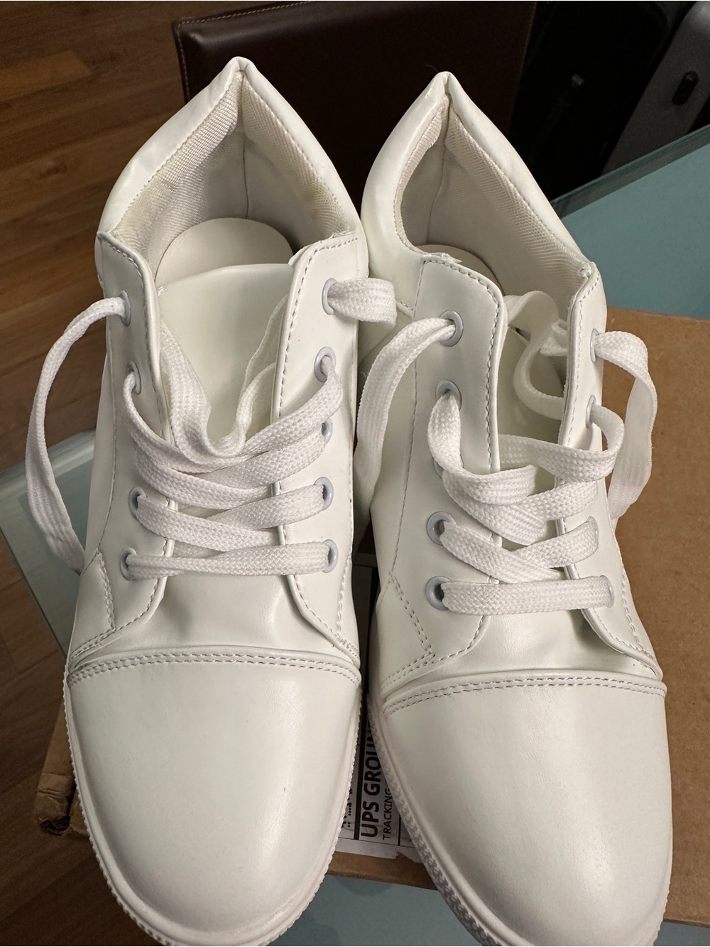 Ace Shock All-White Lace-Up Wedge Sneakers